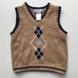 Janie and Jack Tan Argyle Sweater Vest Size 6-12mo